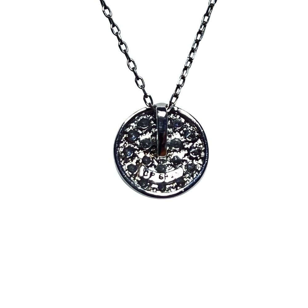 Sterling Silver Cable Chain Necklace W/ Clear Rhinestone Pendant Signed (5922) - Picture 5 of 6